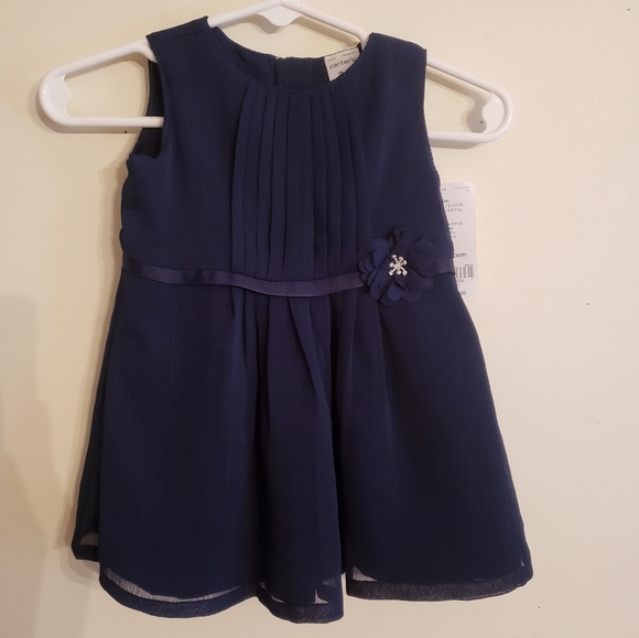 Carter's 3 Month Navy Blue Dress with flower - Picture 1 of 8